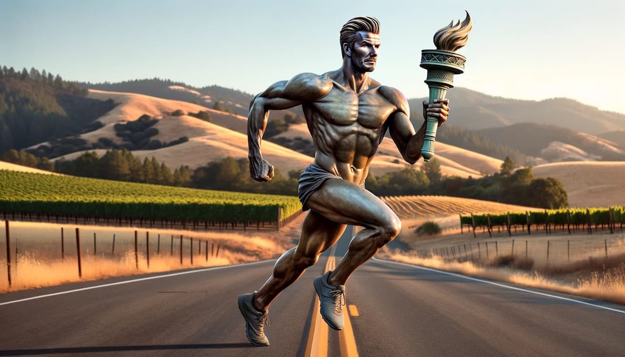David Beckham running with liberty torch 2 David Beckham running with liberty torch 2