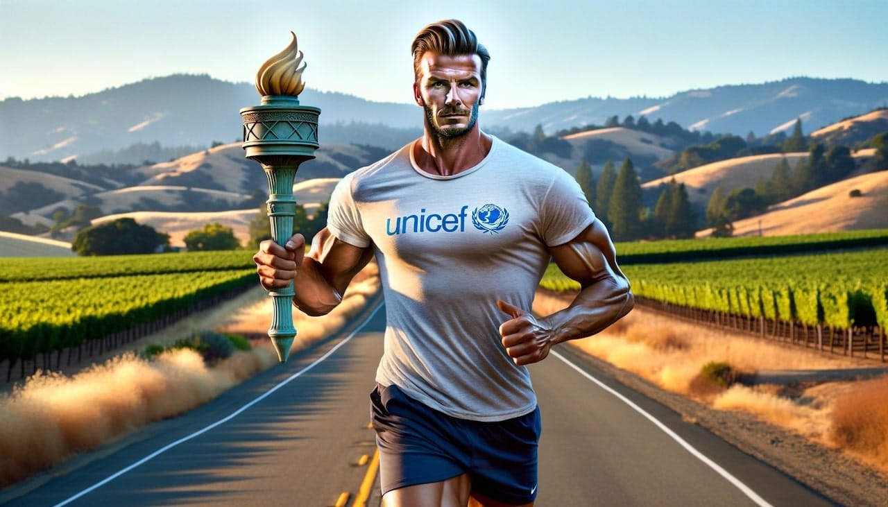 David Beckham running with liberty torch David Beckham running with liberty torch