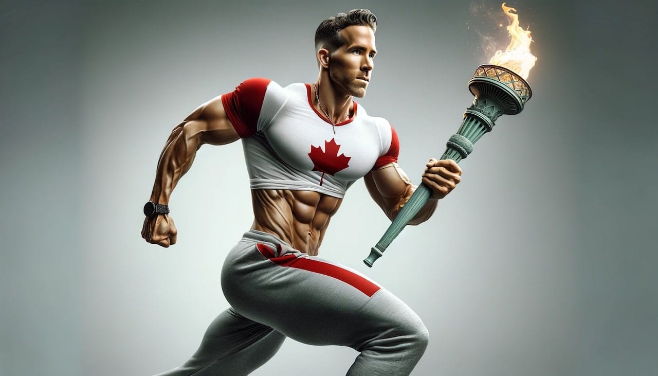Ryan Reynolds with liberty torch Ryan Reynolds with liberty torch